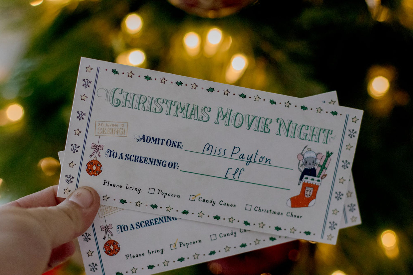 Christmas Movie Night Custom Tickets