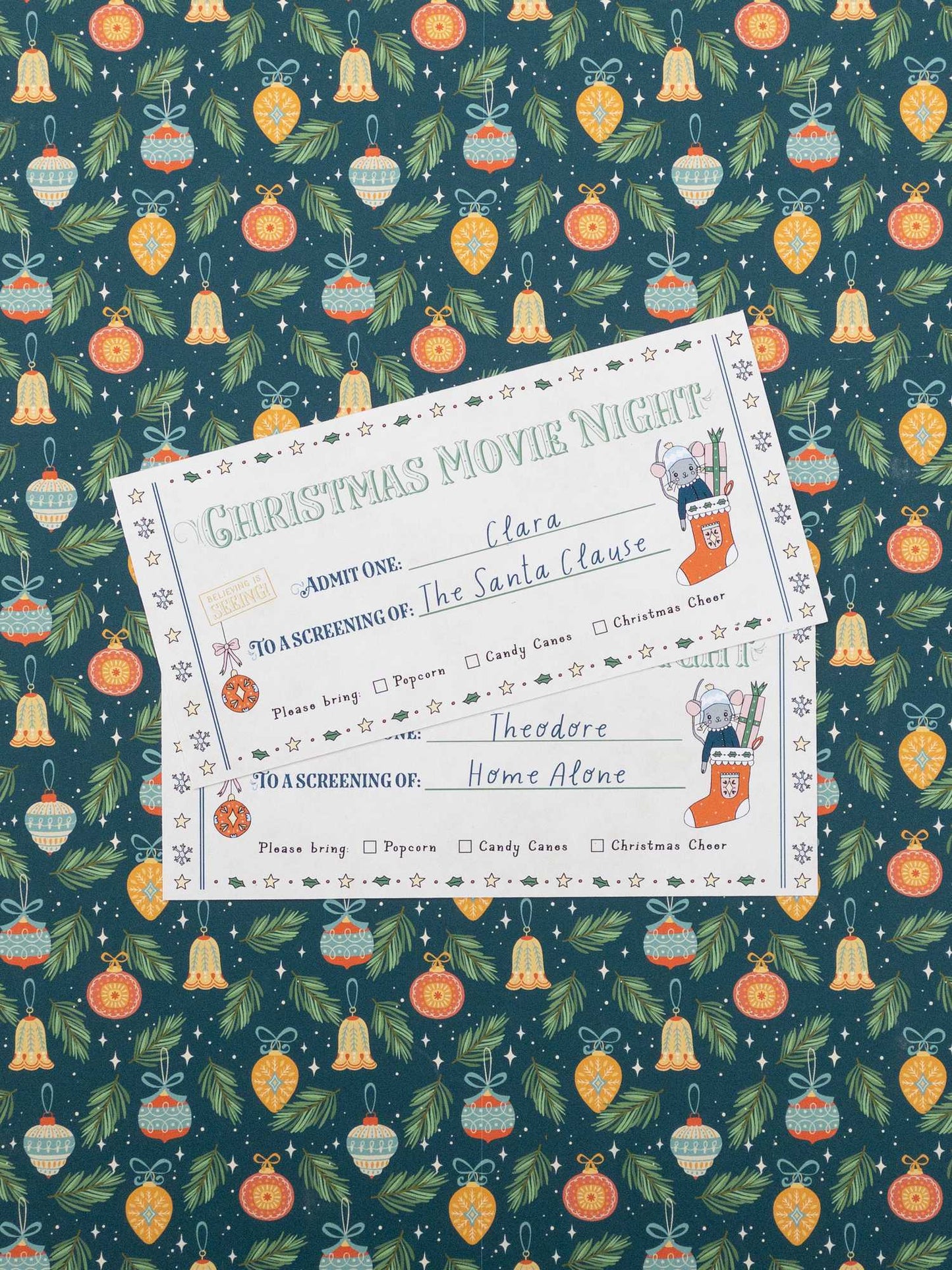 Christmas Movie Night Custom Tickets