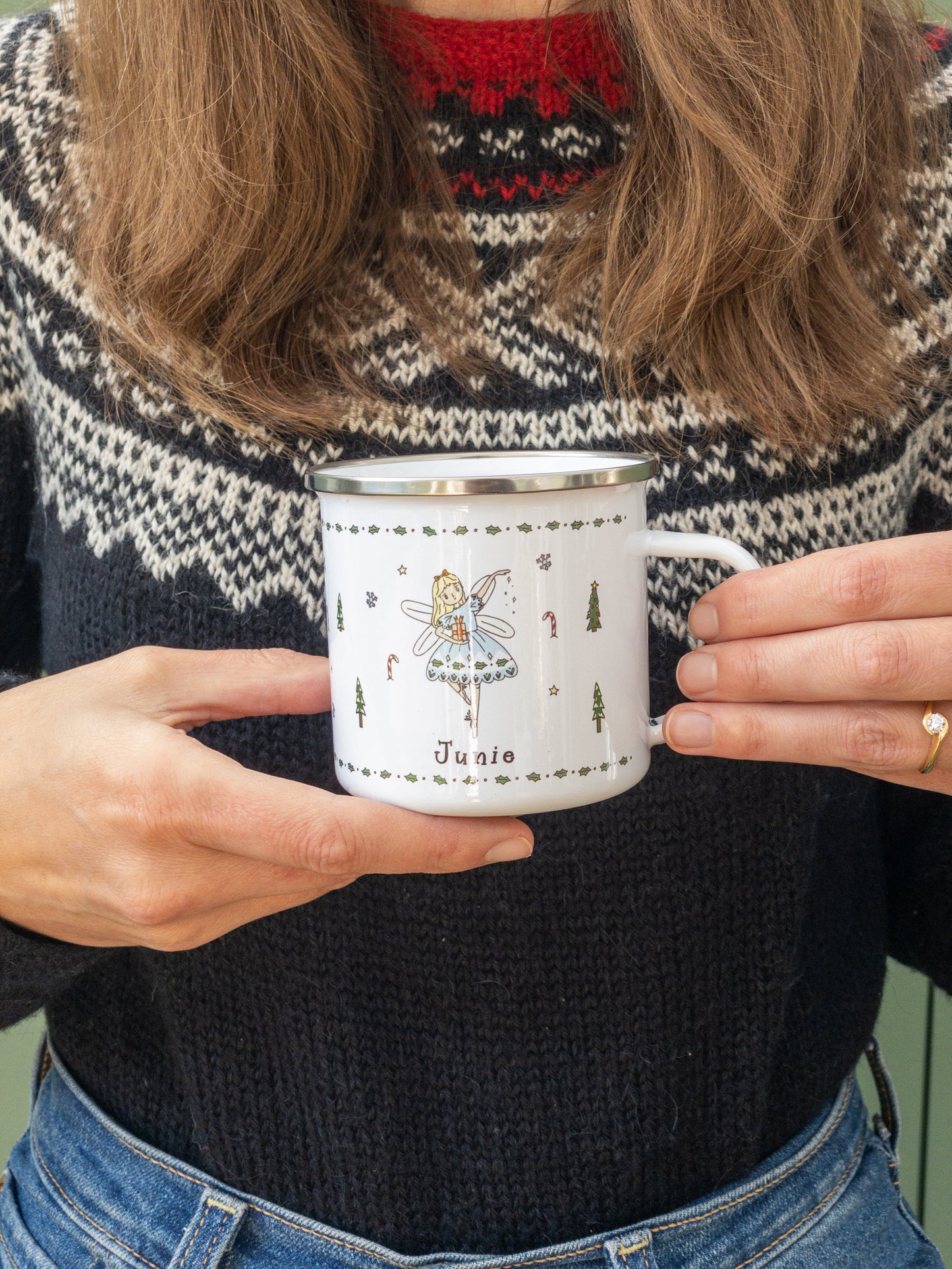 Personalised Christmas Enamel Mug - Tinsel Typeface