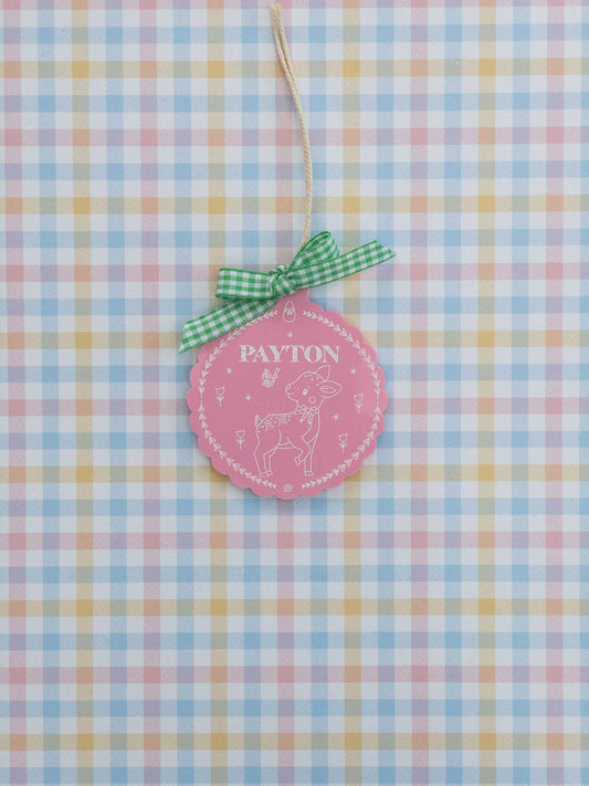 Easter Basket Doily Tag with Gingham Bow