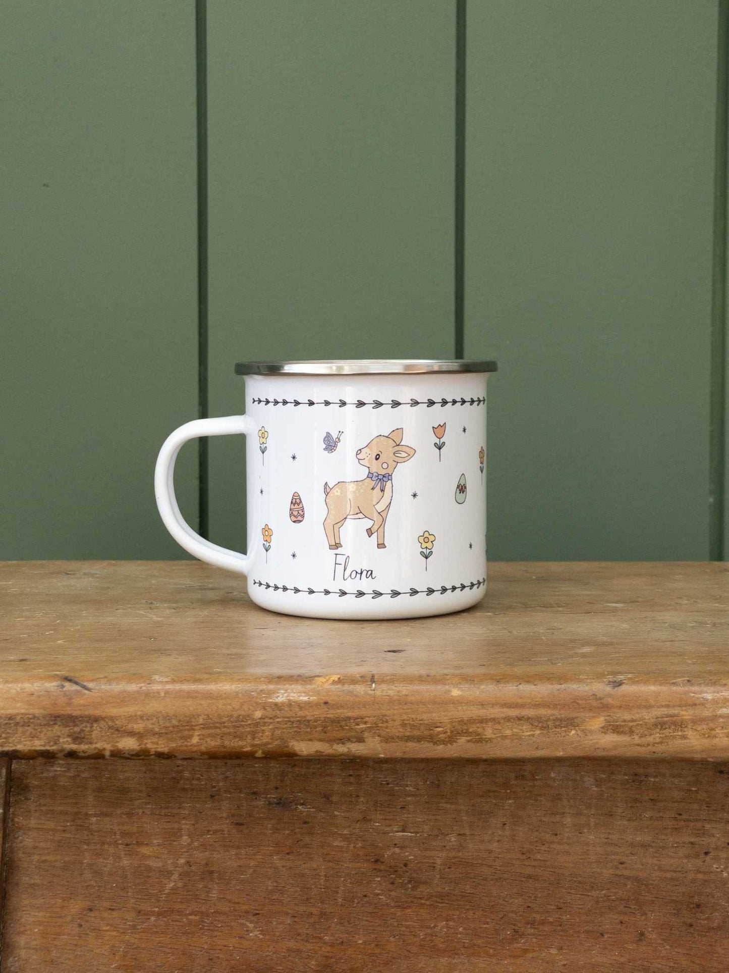 Personalised Easter Enamel Mug - Bunny Script