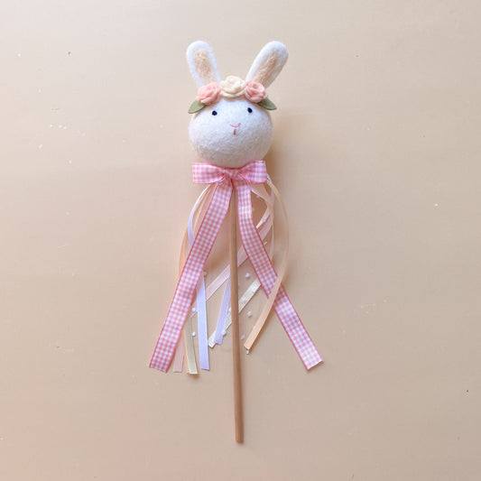 Bunny Wand with Pink Gingham Bow