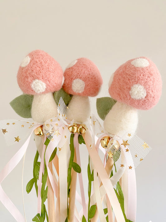 Pink Mushroom Flower Wand